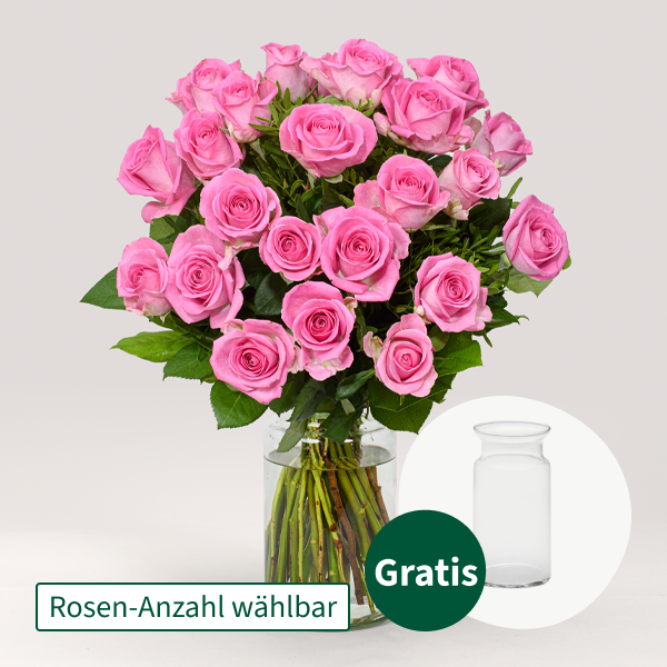 Rosa Rosenstrauß mit Vase