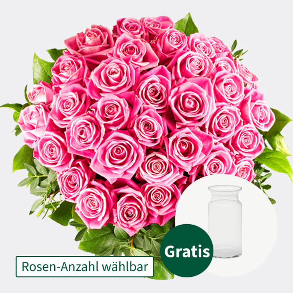 Rosa Rosenstrauß mit Vase