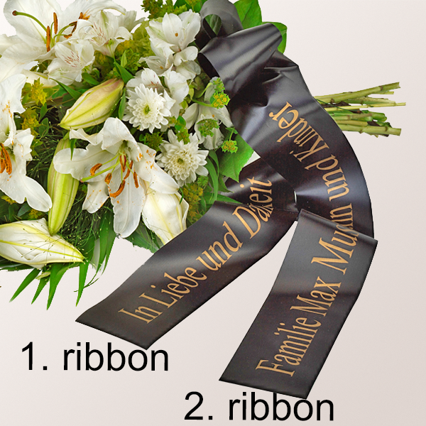 Black Mourning Bow with 2 ribbons