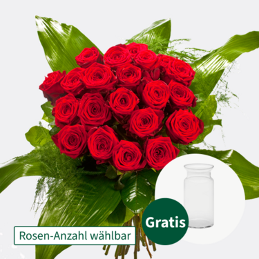 Premium-Rosenstrauß mit Vase