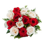 Bouquet of white and red roses