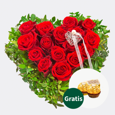 Rosenherz Ti Amo mit 2 Ferrero Rocher