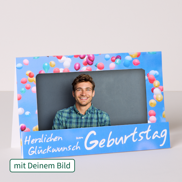 Dein persönliches Bild in einer Aufstellkarte mit Grußkarte