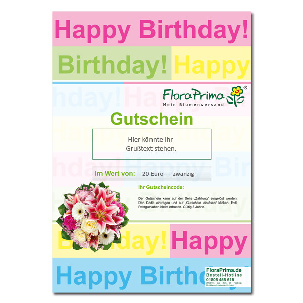 Digital Gift Certificate „Happy Birthday“