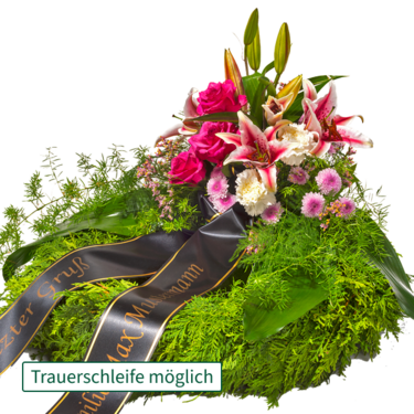 Trauerkranz mit rosa Lilien