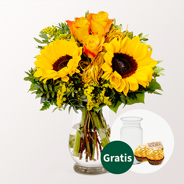 Blumenstrauß Vincent mit Vase & 2 Ferrero Rocher