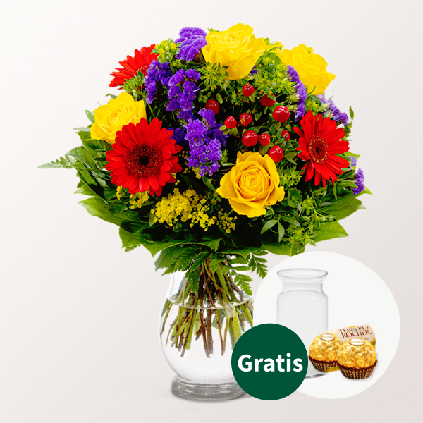 Blumenstrauß Blütenfee mit Vase & 2 Ferrero Rocher
