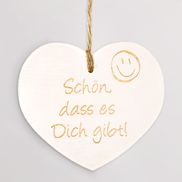 Holzanhänger „Schön, dass es Dich gibt“ (18 cm)