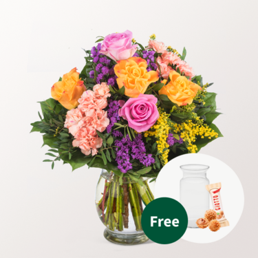 Flower Bouquet Farbenspiel with vase & 3 Ferrero Giotto