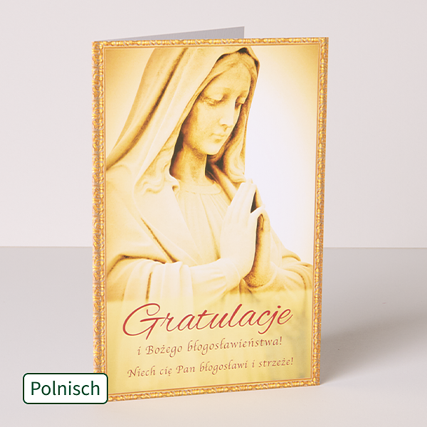 Polnische Motivkarte „Herzlichen Glückwunsch und Gottes Segen!“