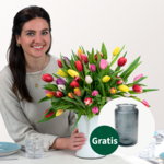 40 Tulpen im Bund mit Premiumvase