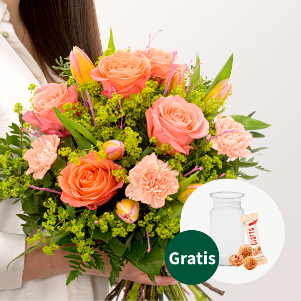 Blumenstrauß Frühlingsherz mit Vase
