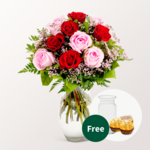 Rose Bouquet Harmony with vase & 2 Ferrero Rocher