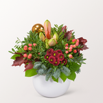 Blumenstrauß Weihnachtsmorgen mit Vase & Ferrero Giotto 3er