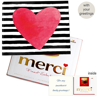 Personal greeting card with Merci: Heart (250 g)