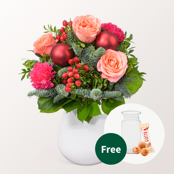 Flower Bouquet Kaminfeuer with vase & 3 Ferrero Giotto