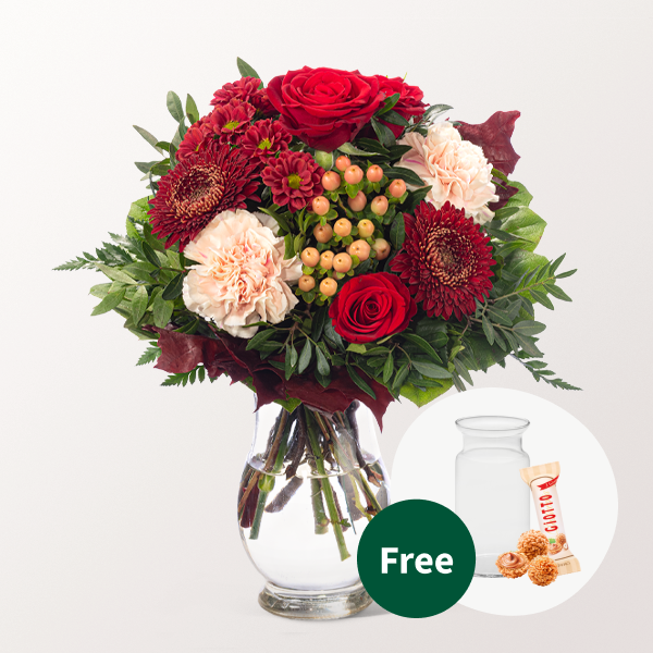 Flower Bouquet Herbstgedicht with vase & 3 Ferrero Giotto