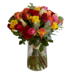 Bouquet of mixed coloured roses