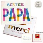 Persönliche Grußkarte mit Merci: Bester Papa (250 g)