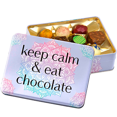 Präsentdose „keep calm and eat chocolate“