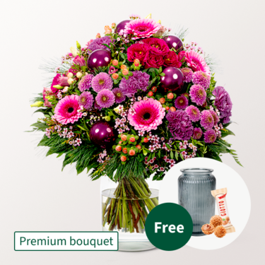 Premium Bouquet Weihnachtszeit with Premium Vase & 3 Ferrero Giotto