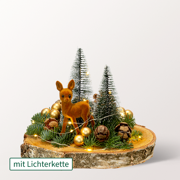 Wintertraum auf Holz mit Lichterkette