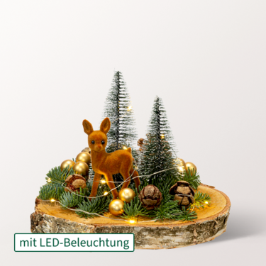 Wintertraum auf Holz mit Lichterkette