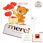 Personal greeting card with Merci: Alles Liebe (250 g)