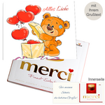 Persönliche Grußkarte mit Merci: Alles Liebe (250 g)