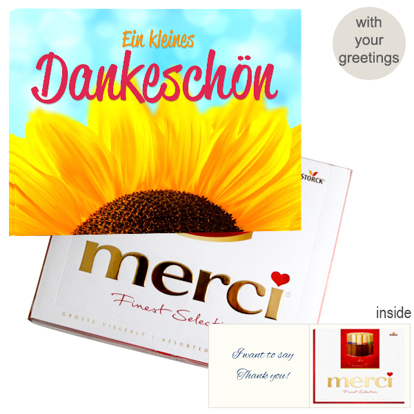 Personal greeting card with Merci: Ein kleines Dankeschön (250 g)