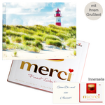 Persönliche Grußkarte mit Merci: Leuchtturm (250 g)