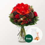 Flower Bouquet Winterlust with vase & 3 Ferrero Giotto