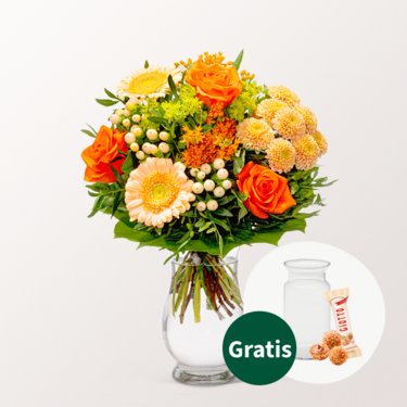 Blumenstrauß Sommerschönheit mit Vase & Ferrero Giotto 3er