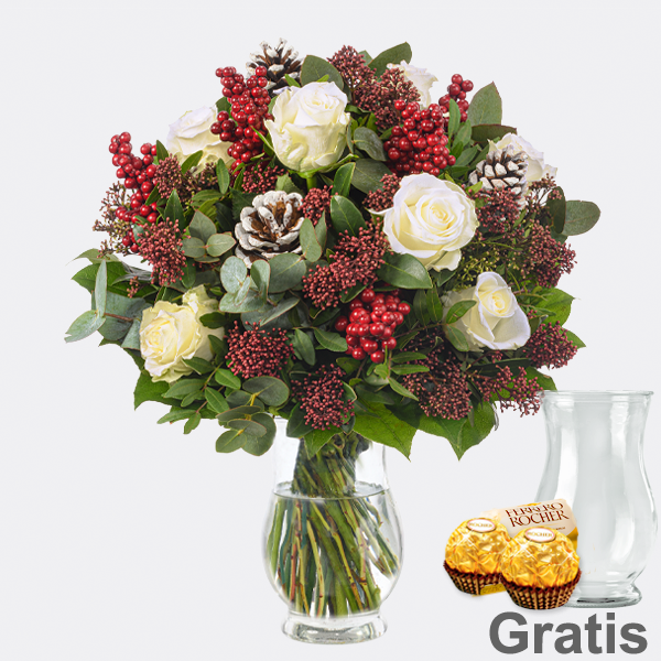 Blumen zu Weihnachten verschicken mit gratis Vase FloraPrima.de