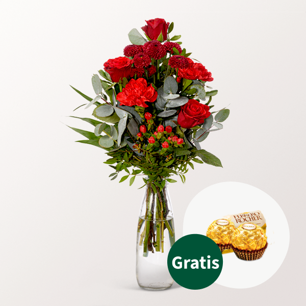 Blumenstrauß Liebesbote mit 2 Ferrero Rocher