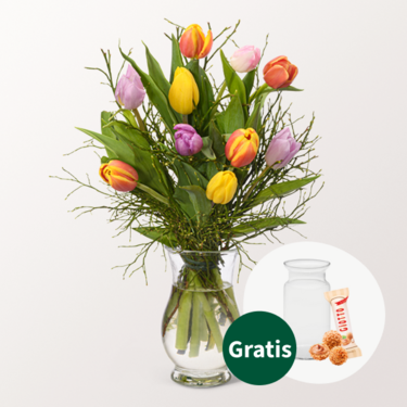 Blumenbund Kleines Glück mit Vase & Ferrero Giotto 3er