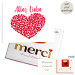 Personal greeting card with Merci: Alles Liebe (250 g)