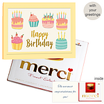 Personal greeting card with Merci: Happy Birthday (250 g)