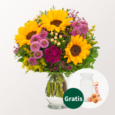 Blumenstrauß Herbstlichtung mit Vase & Ferrero Giotto 3er