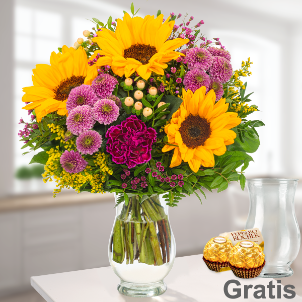 Blumenstrau Herbstlichtung Mit Vase Ferrero Rocher Blumen Online