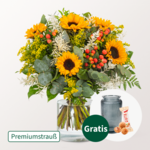 Premiumstrauß Herbstschönheit mit Premiumvase & Ferrero Giotto 3er