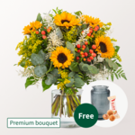 Premium Bouquet Herbstschönheit with Premium Vase & 3 Ferrero Giotto