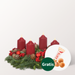 Bordeauxfarbener Adventskranz (Ø 30 cm) mit Ferrero Giotto 3er