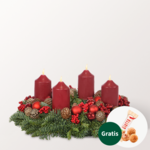 Bordeauxfarbener Adventskranz (Ø 30 cm) mit Ferrero Giotto 3er