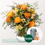 Premiumstrauß Ode an den Herbst mit Premiumvase & Ferrero Giotto 3er