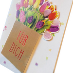 Motivkarte mit Blumen-Applikation