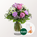 Blumenstrauß Frühlingsblüte mit Vase & Ferrero Giotto 3er