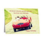 Grußkarte "Die besten Wünsche und eine gute Fahrt. Happy Birthday"