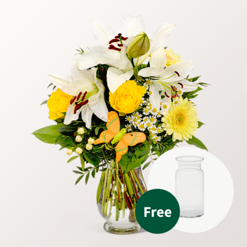 Flower Bouquet Sonnengelb mit vase