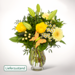 Blumenstrauß Sonnengelb mit Vase & Ferrero Giotto 3er